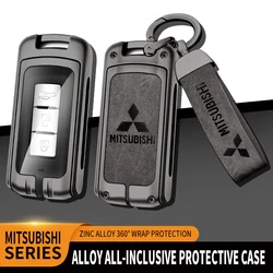 Car Zinc Alloy Key Case Bag Metal Key Shell For Mitsubishi Outlander Pajero Lancer EX Evolution X Ralliart Asx L200 Triton Colt
