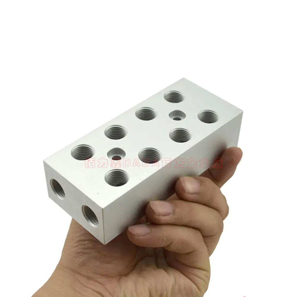 جهاز تقسيم كتلة هوائي مضغوط 1/4 بوصة BSP أنثى 2 صفوف x 2 3 4 5 6 7 8 9 10 طرق 8-24 منافذ من الألومنيوم الصلب #2