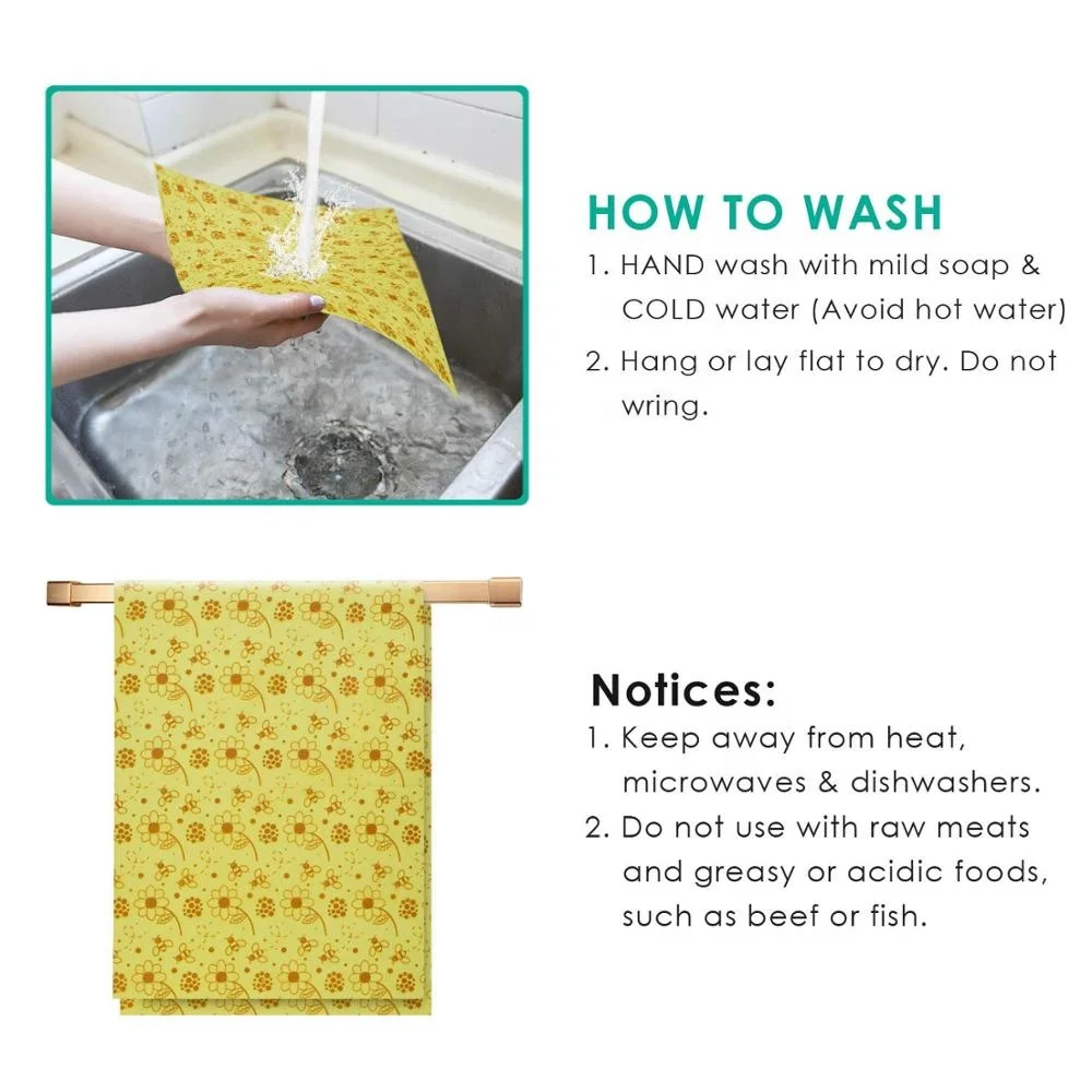 3 Rolls Bees Wax Wrap Sustainable Eco Friendly Products Degradable Reusable Food Packaging Food Wrap Instead of Plastic Bags