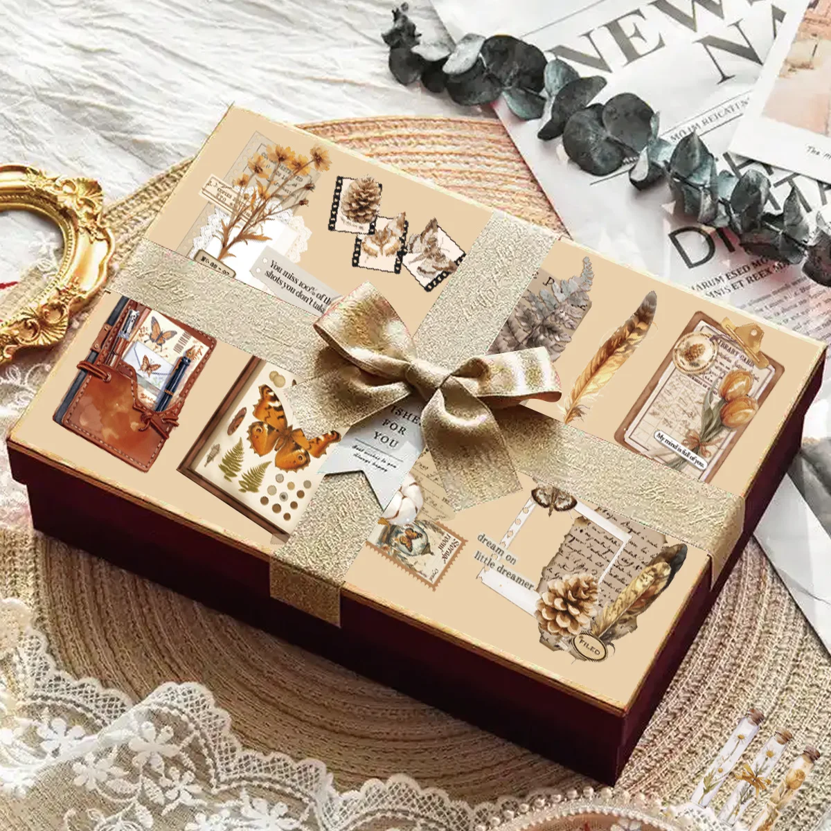 Etori Life Sunset Monologue Vintage لون القهوة رسالة صورة ظلية ملصقات نمط لمستلزمات سكرابوكينغ، تغليف صندوق الهدايا، ديكور الغرفة، المغلفات، المجلات، دفاتر الملاحظات، ملصقات الهاتف، ملصقات الأطفال، الحرفية المقطوعة بالقالب