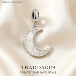 Abalorio colgante de concha de Luna para mujer, accesorios de Europa, buena joyería dulce para mujer, regalo de primavera en plata de ley 925