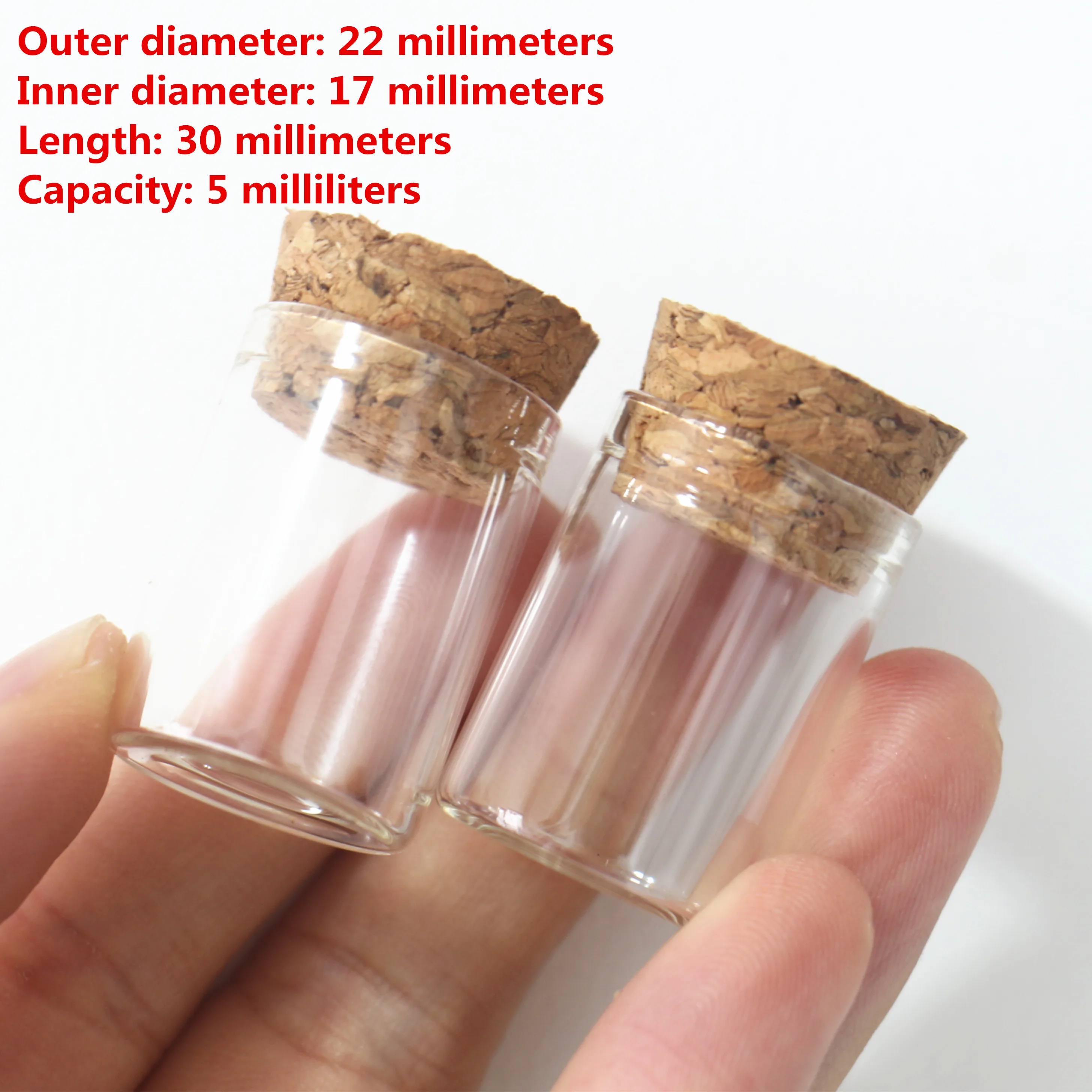 50/100 pcs/lot 17*22*30mm 5ml Small Glass Vial Bottle Test Tube Cork Stopper Mini Bottle Container Jars Tiny Bottle glass