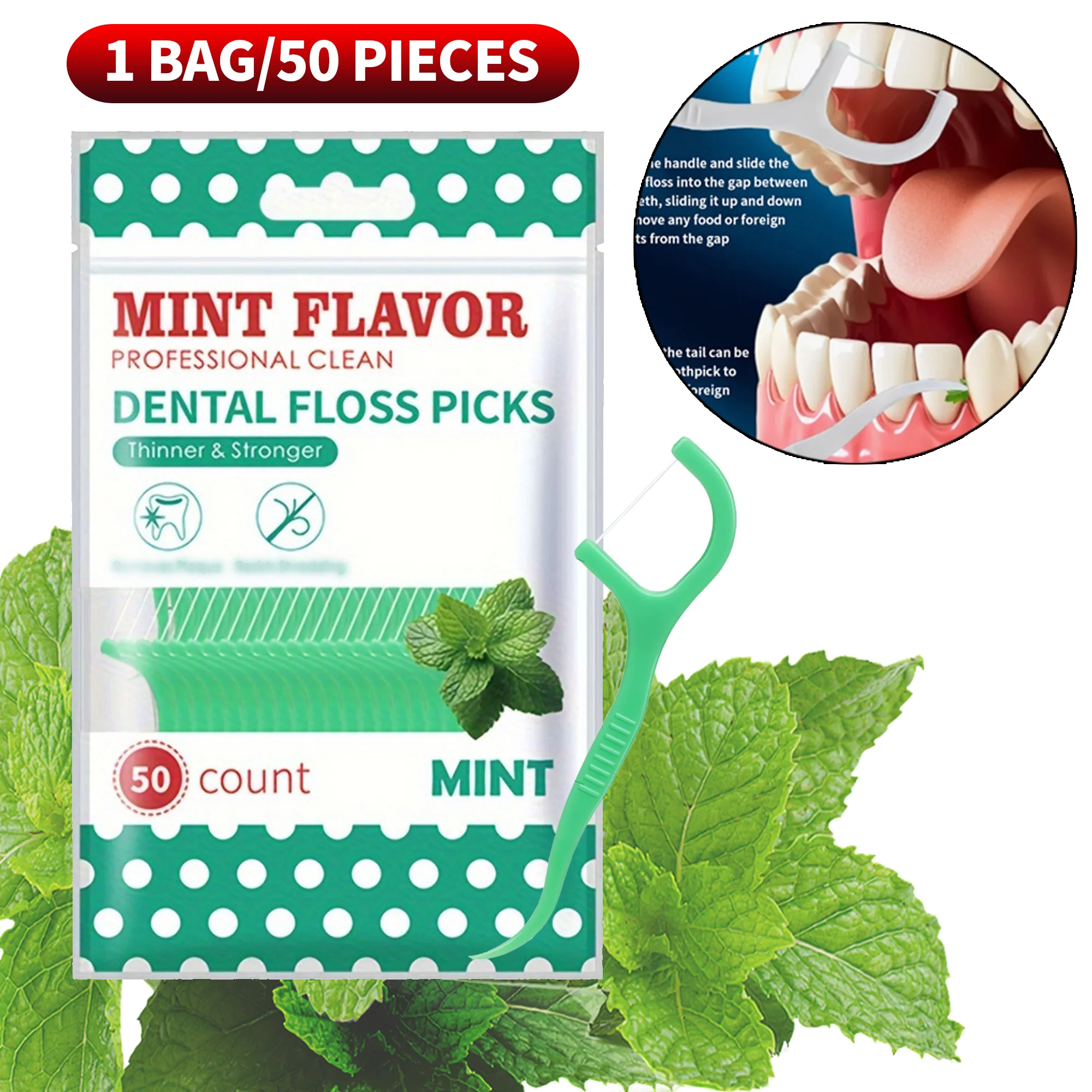 Smooth Mint Zahnseide-Stick - Reinigung und Interdentalpflege für die Mundgesundheit, Geeignet für die Tägliche Reinigung von Essensresten Zwischen den Zähnen – Detail 11