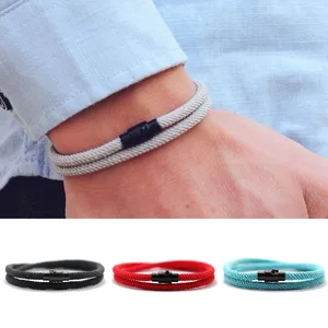 13 estilos Pulsera de cuerda para hombres Doble capas Magnet Hebilla Suerte Roza Roza Braslada Supervivencia al aire libre Braclet Cool Biker Jewelry 12 mejores ventas brazalete de suerte china - №2