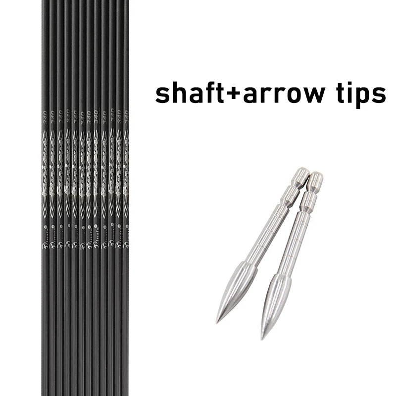 DIY Pinals Carbon Arrow Shafts+Stainless Steel Bullet Point Tip For ID 4.2mm Arrow Shaft Arrow Head Archery Accessory Bow 12PCS