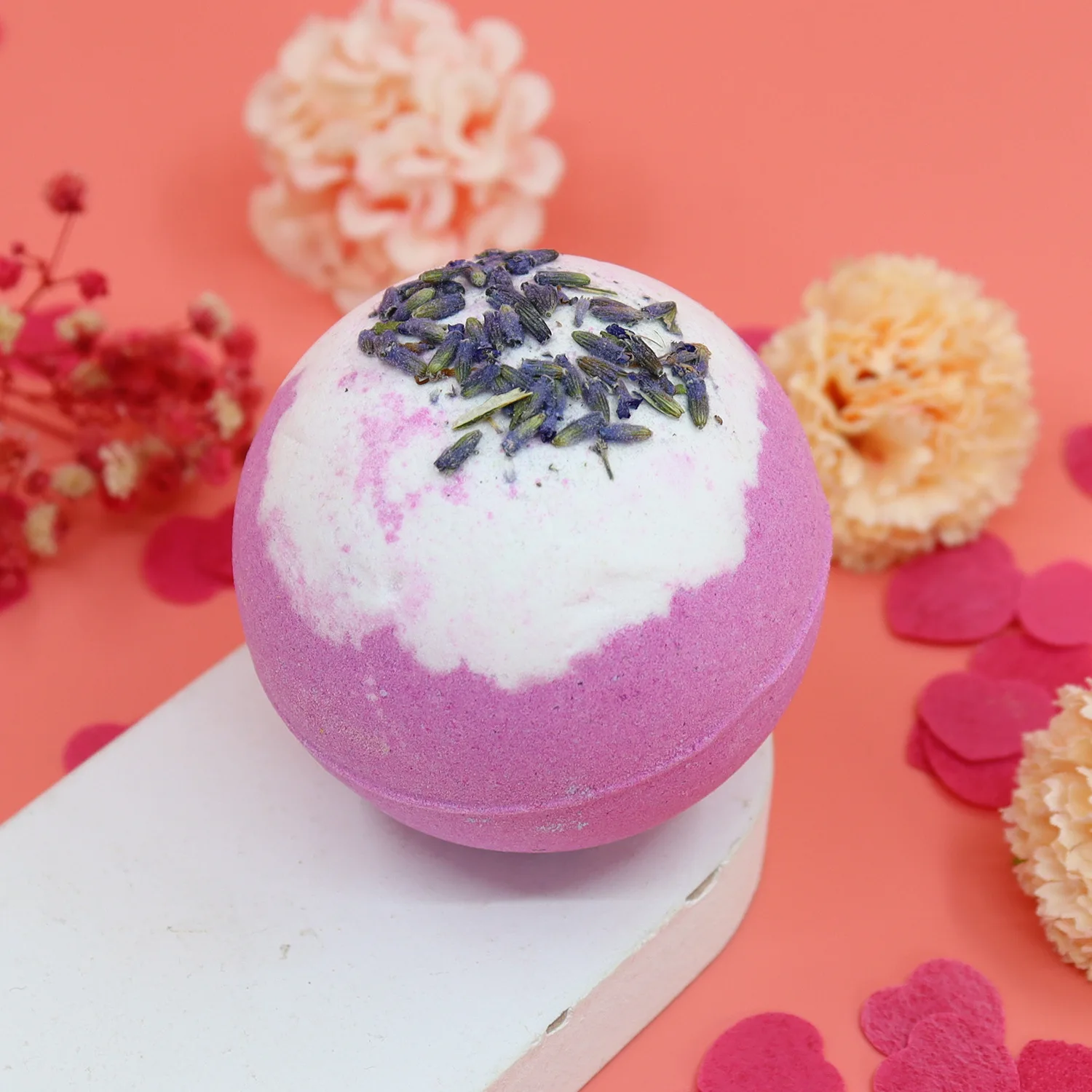 Bola de sal para baño de ducha, 5 estilos, flores secas, alivia la tensión, aceite esencial Natural, burbuja, explosión hinchable, bola de baño, bañera limpia