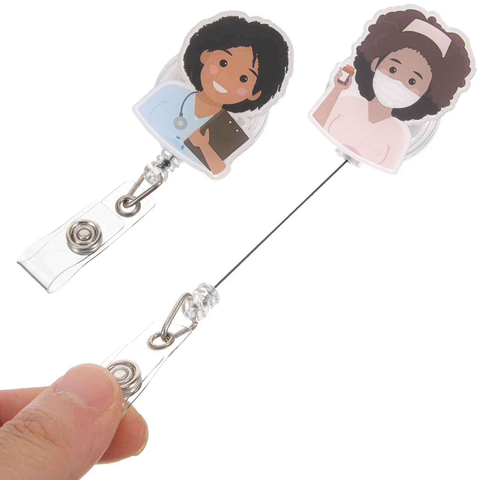 2Pcs Retractable Id Card Holder Badge Clip for Nurses Doctors Name Tag Holder with Swivel Clip Lightweight Portable Design