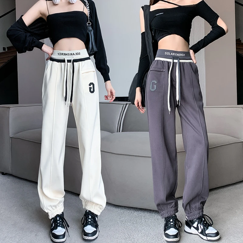 

Spring and Autumn Women's Casual Pants Elastic Waist Sweatpants Loose Harem Pants Fashion Sports Pants