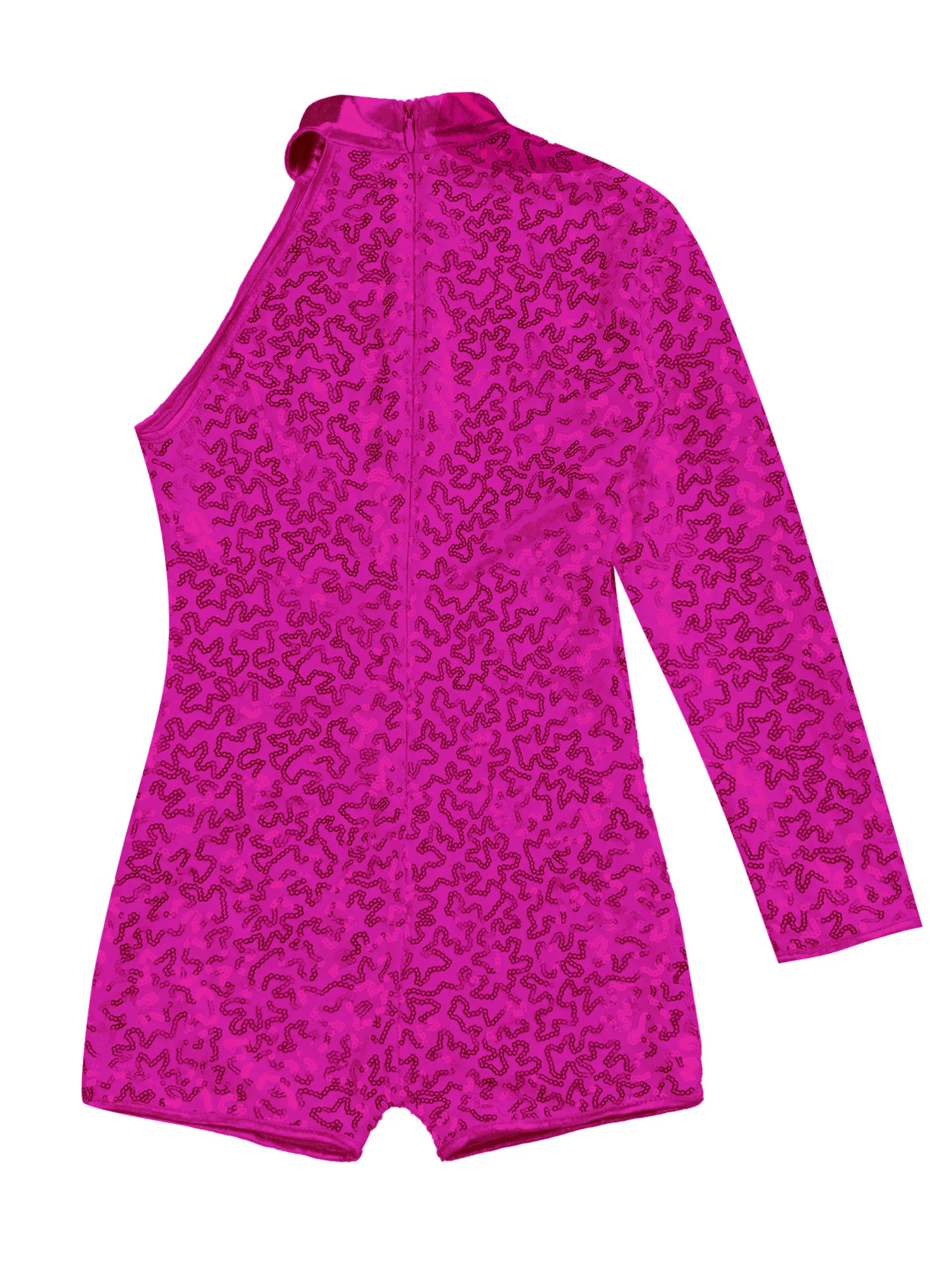 Mädchen Shorty Ganzanzug Kinder Single Langarm Glänzende Pailletten Strampler Trikot Bühne Leistung Straße Hip-Hop Jazz Dance Kostüm