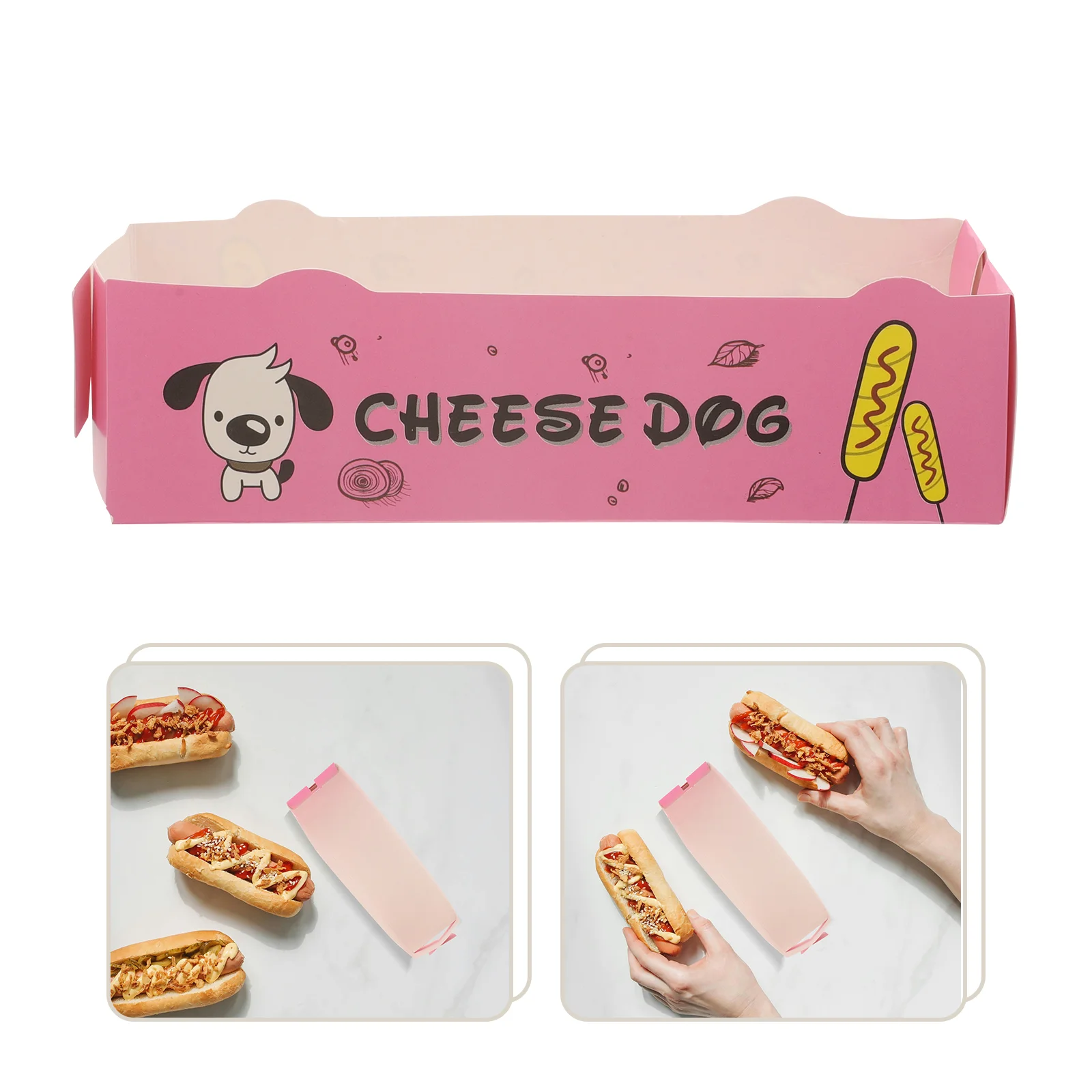 Buffet Trays with Lids Hot Dog Box Sausages Restaurant Containers White Cardboard