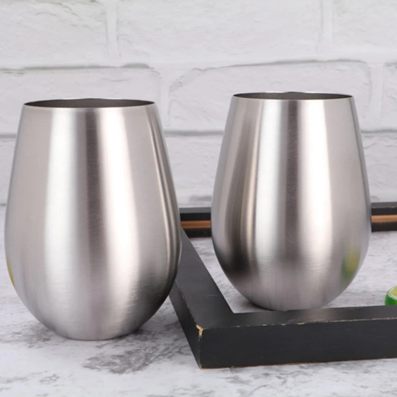 ABIY 4PCS Stainless Steel Stemless Wine Glasses Kitchen Bar Unbreakable Metal Drink Cups for Indoor & Outdoor Picnics Camping