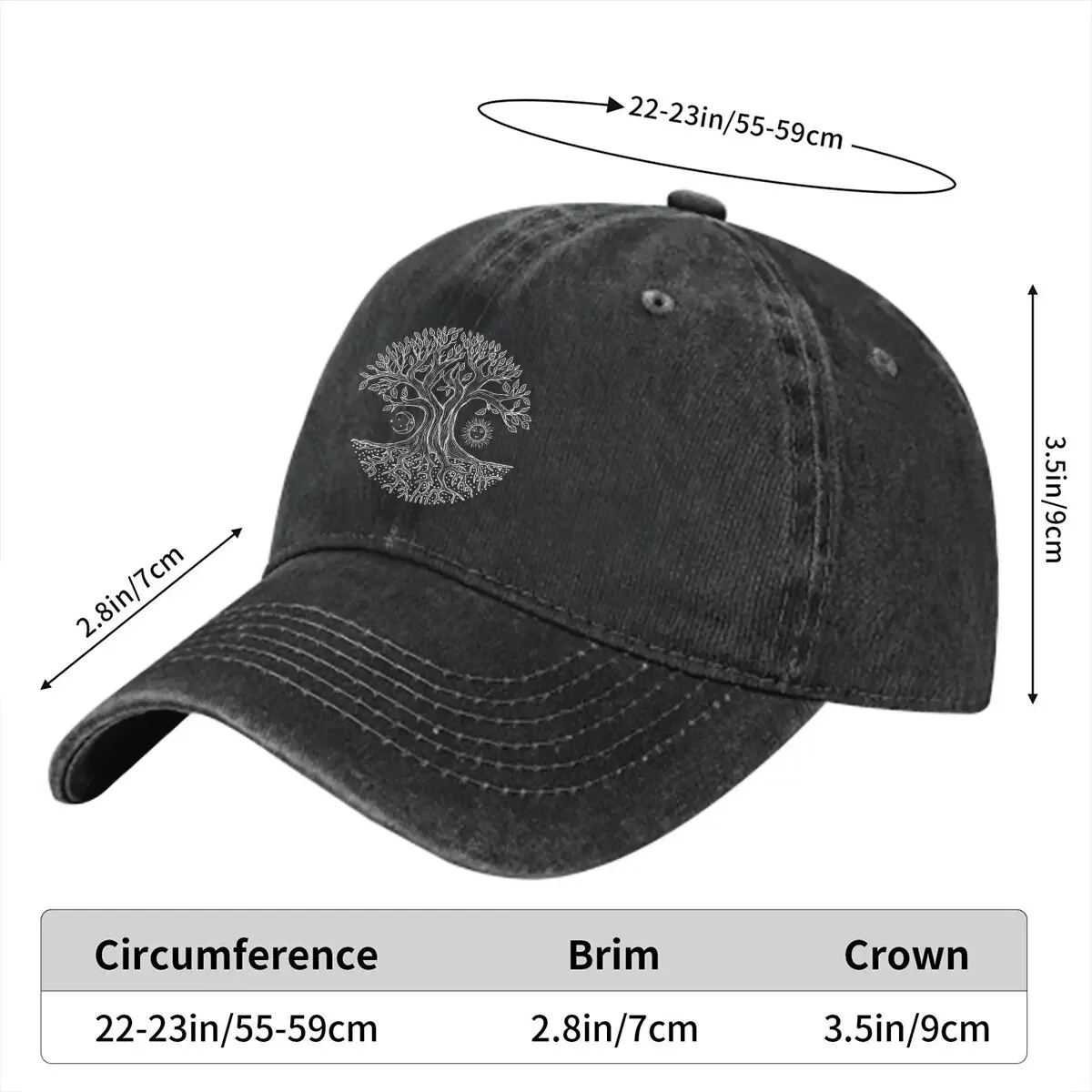 Pure Color Dad Hats Tree Of Life - Yggdrasil Women's Hat Sun Visor Baseball Caps Yggdrasil Peaked Cap