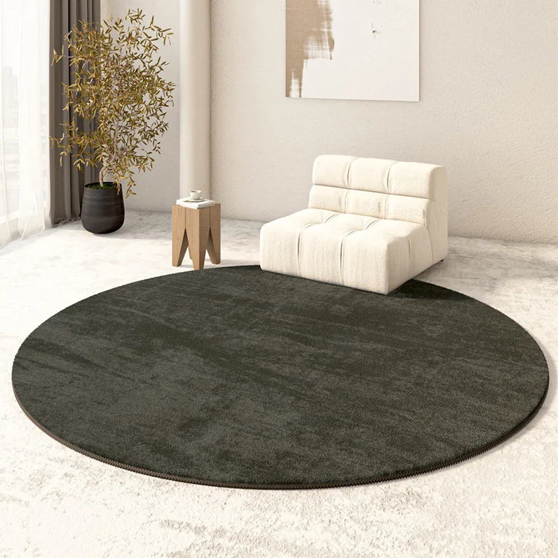 Nordic Style Living Room Decoration Round Carpet Minimalist Rugs for Bedroom Home Solid Color Plush Floor Mat Thicken Lounge Rug