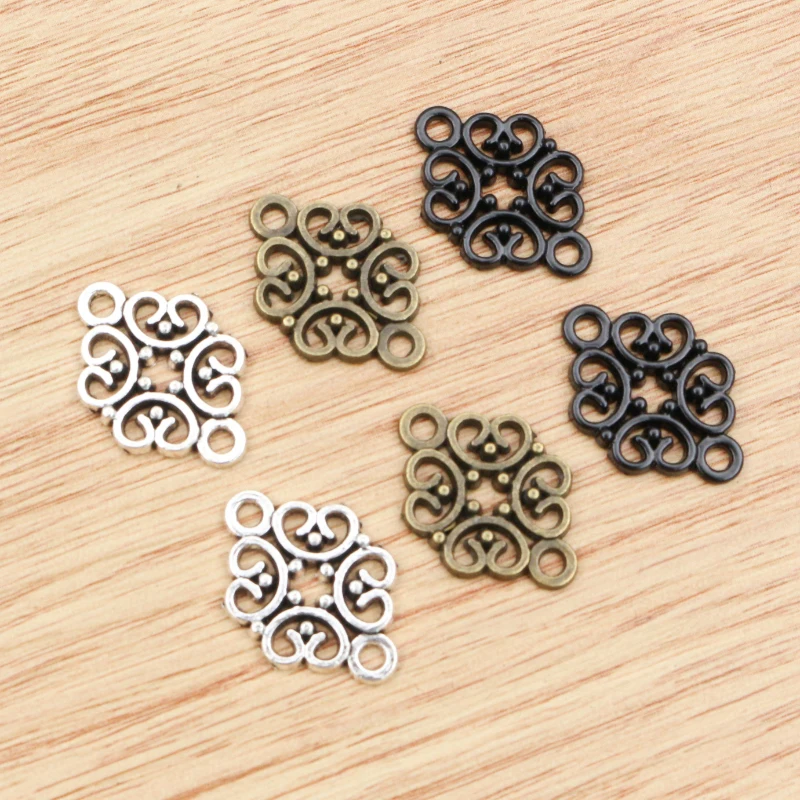 20pcs 20x13mm Antique Silver Plated /Bronze/Black color Flower Style Connector Handmade Charms Pendant:DIY for bracelet necklace