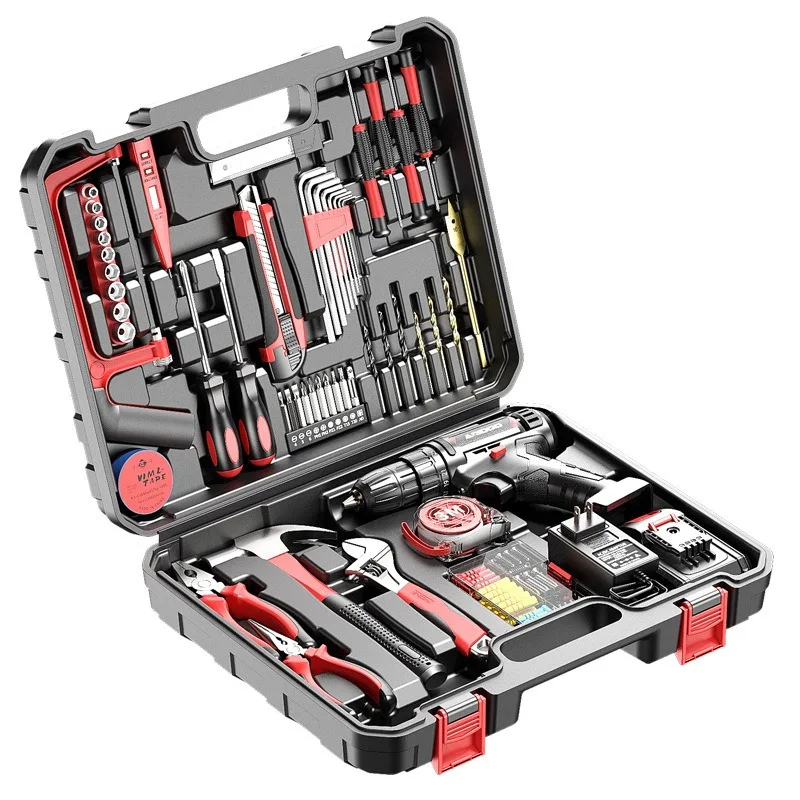 For Hand Drill Wireless High Power Pistol Drill Rechargeable Lithium Battery Impact Electric Screwdriver Set