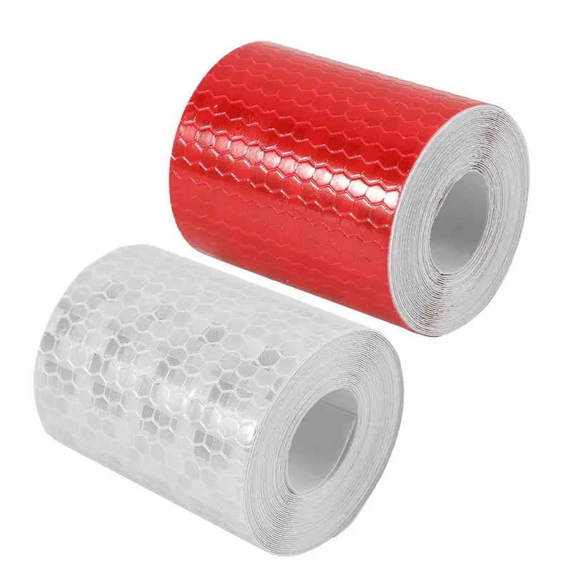 WF-2 Pcs 50Mm × 3 Meter Adhesive Tape Warning Tape Reflector Tape Security Marking Tape White And Red