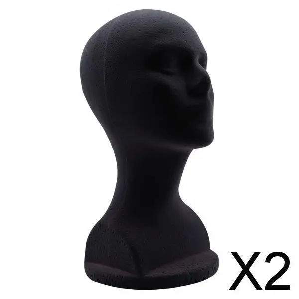 

2x мужская модель головы манекена DIY шляпа держатель для очков черный аксессуар 48,5 см