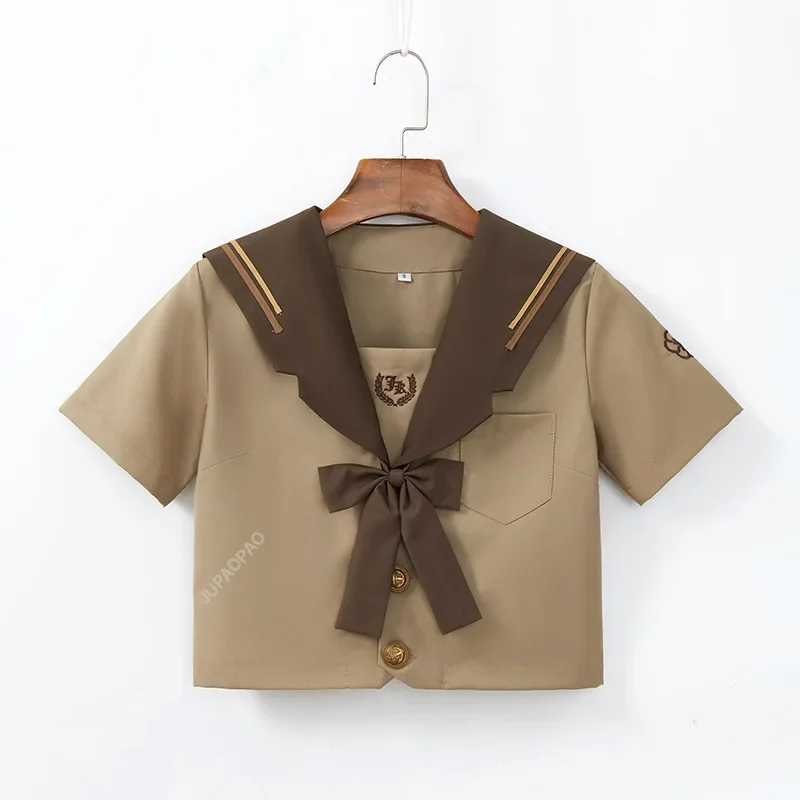 HN8 Японская модная школьная форма Мягкая девушка JK Униформа Студенческая юбка Девушка Чай с молоком Коричневый Темно-синий ветровой костюм моряка Плиссированные лыжи) 4Dc