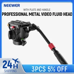 NEEWER Video Tripod Fluid Head with Quick Release Plate Compatible with Manfrotto, Telescopic Handle & Panorama Scaled Base