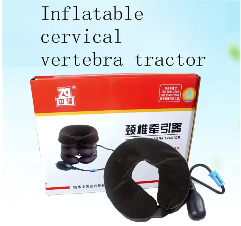 Cervical Vertebra Tractor Massager Nap Pillow Traction Massage Neck Back Shoulder Pain household Velvet Three-tube Inflatable