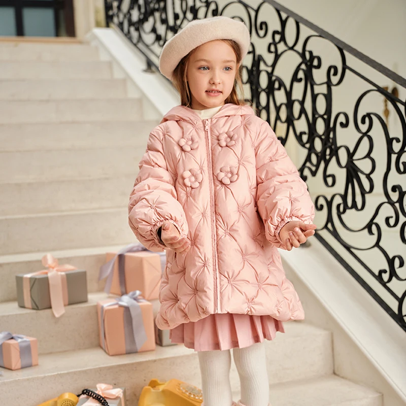 Dave Bella Girls Thicken Down Parka Jacket Children Winter Warm Hooded Down Coats Waterproof Outdoor Outwear Clothes DK4242933