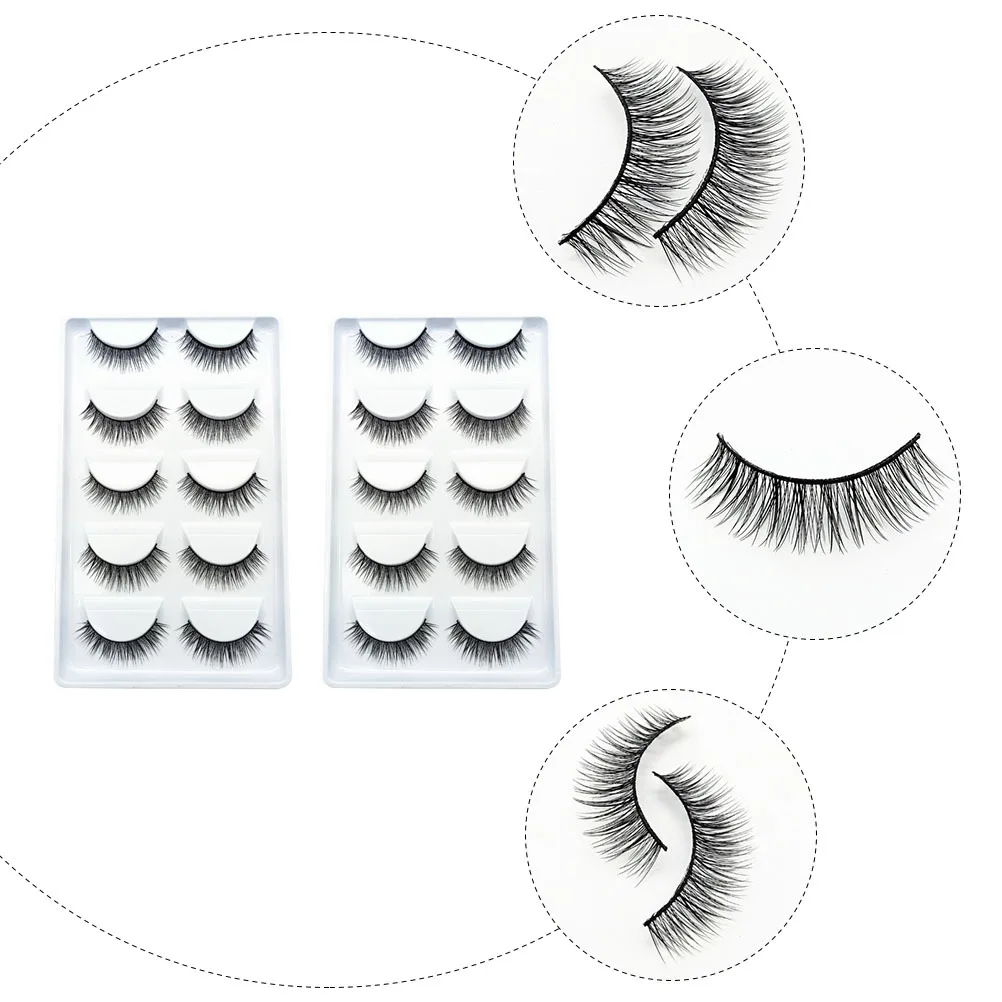 10 pares de pestañas de belleza pestañas postizas naturales extensión de maquillaje de grado profesional para uso personal diario