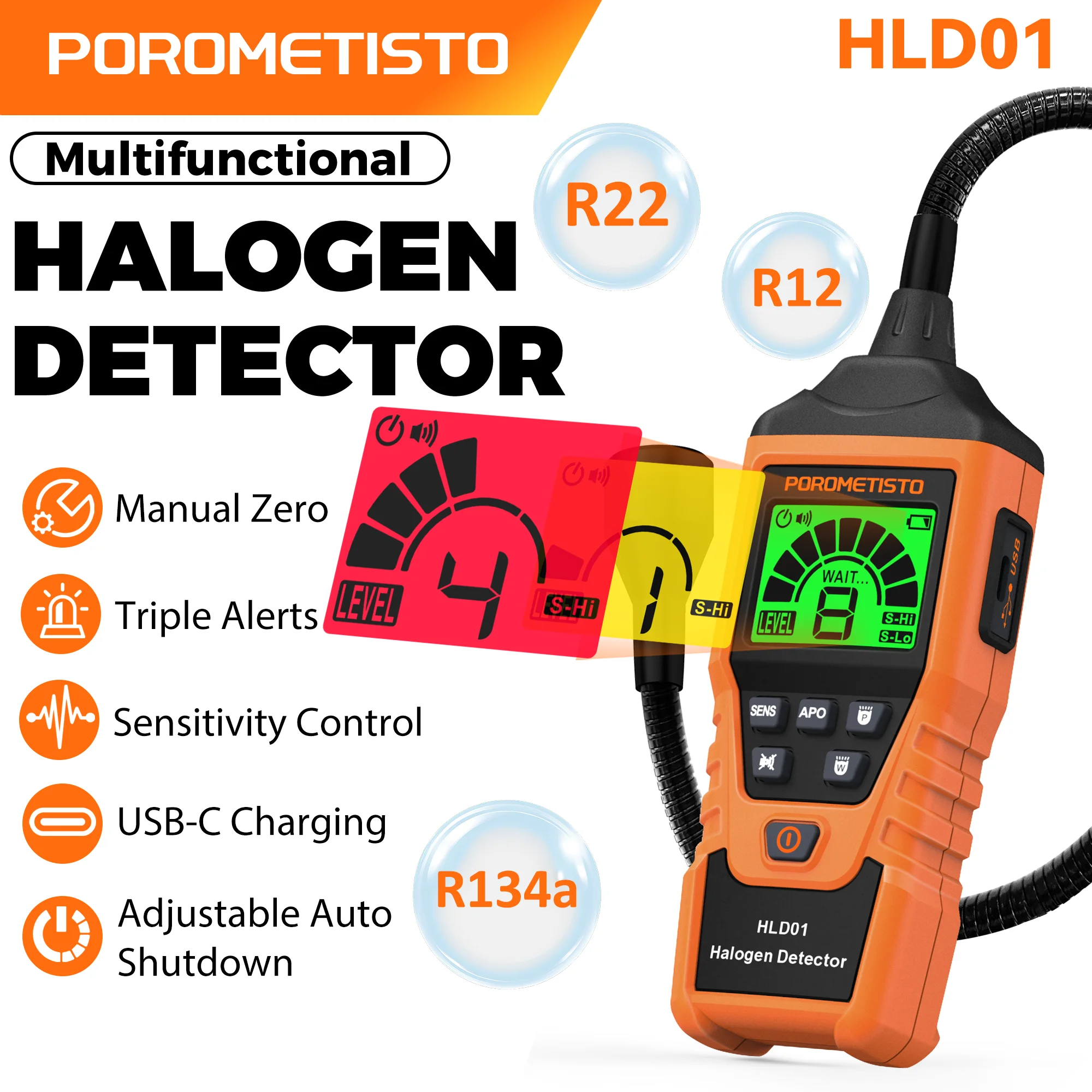 Detector de Vazamento de Halogênio HLD01, Alta Sensibilidade, Detector de Vazamento de Freon R22 R410A R134A R1234YF, Ferramenta de Detecção de Vazamento de Ar Condicionado