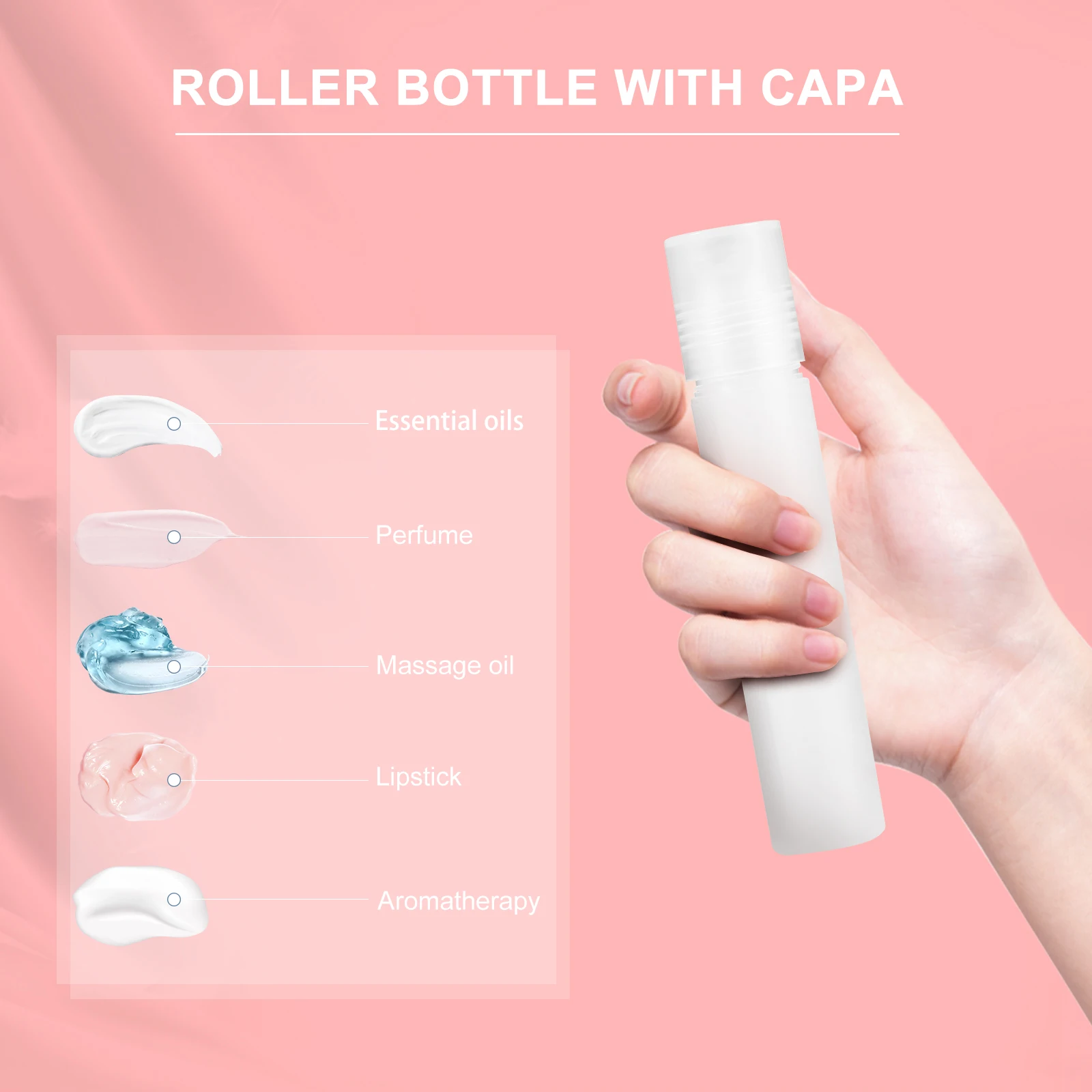 

10pcs Refillable Sub packing Bottles 20ml Plastic Roller Ball Empty Reusable Travel Perfume Essential Oils Lotion Glass