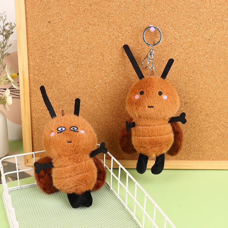 1pc Cute Cockroach Plush Doll Stuffed Animal Keychain Cartoon Plush Toys Key Holder Lovely Backpack Pendant For Birthday Gifts