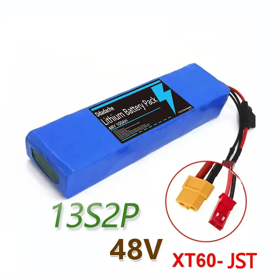 13S2P 48V 100000mAh 100Ah Lithium-ion batterijpakket met 250W 350W 500W 750W 1000W BMS en een gratis 54.6V oplader
