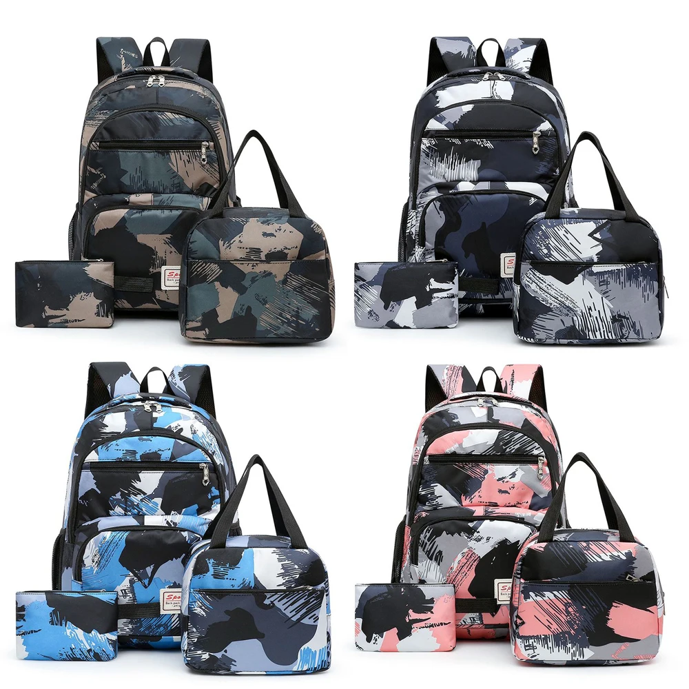 

3Pcs Children Backpack Set Large Capacity Kids School Bag Lunch Bag Pencil Cases Primary Backpacks for Girls Boys Back to School
