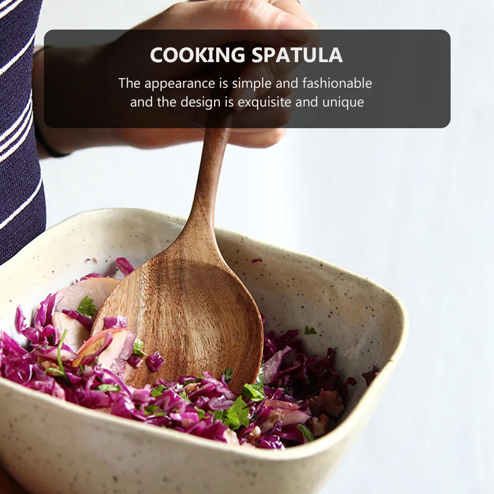 

Wooden Spatula Non-Stick Heat-Resistant Kitchen Cooking Tool Smooth Round Design Easy-Clean Space-Saving Environmentally
