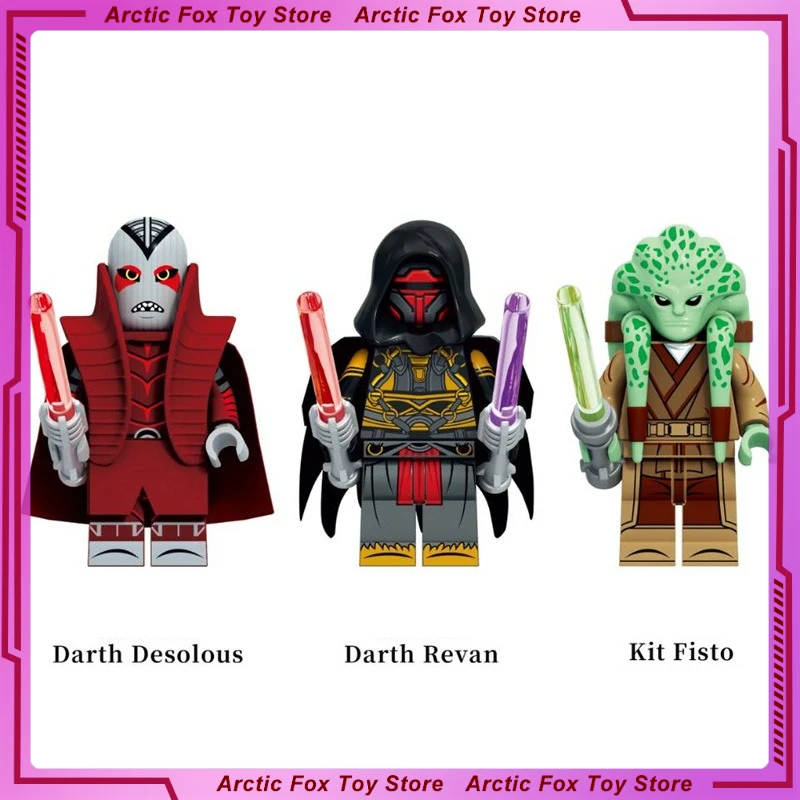 

5cm Darth Desolous Darth Revan Kit Fisto Figure Peripheral Plastic Model Building Blocks Desktop Decoration Ornaments Gift Toys