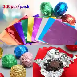 100pcs 8x8cm Aluminum Foils Wrapping Paper Sheets Foil Candy Package Paper Chocolate Candy Sugar Food Diy Baking Supplies