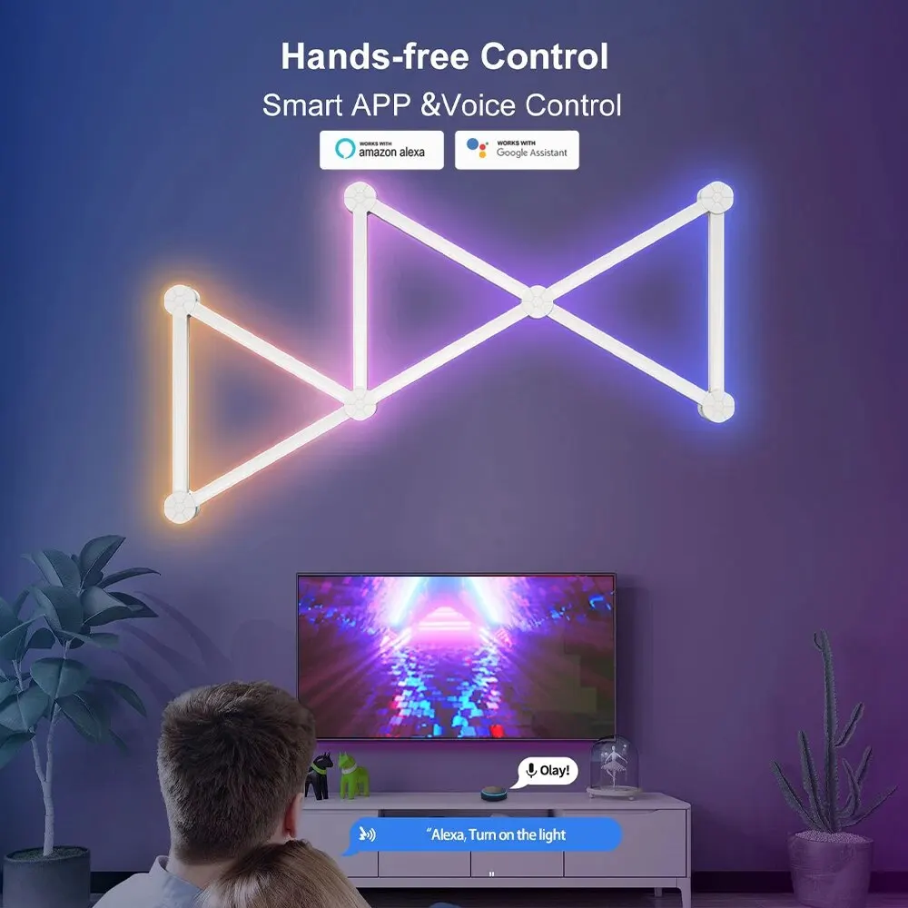 Lâmpada de Parede Inteligente LED WiFi, Barra De Luz RGB, Luz Noturna Atmosfera DIY, APP Música Ritmo, Luz de Fundo TV, Quarto, Decoração Do Quarto Do Jogo