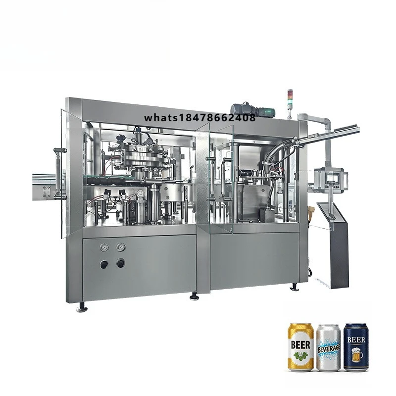 Soda Soft Drink Beer Canning Machine / Aluminum Can Filling Line