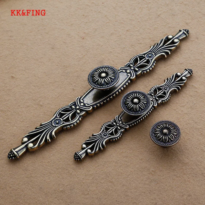 KK&FING Antique Cabinet Zinc Alloy Handles Wardrobe Drawer Knobs Kitchen Cupboard Door Pulls European Furniture Handle Hardware