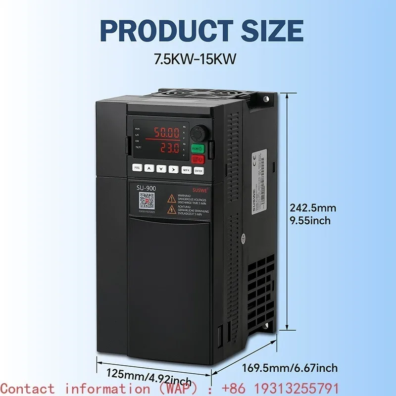 Suswe Remote Control Operation Panel VFD Digital Phase Shifter Converter Frequency Inverter 11KW Support MPPT Function