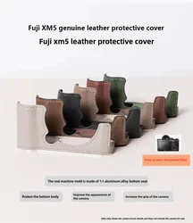 New product handmade leather protective case for FUJIFILM X-M5 camera XM5 leather case with base shell and shoulder case