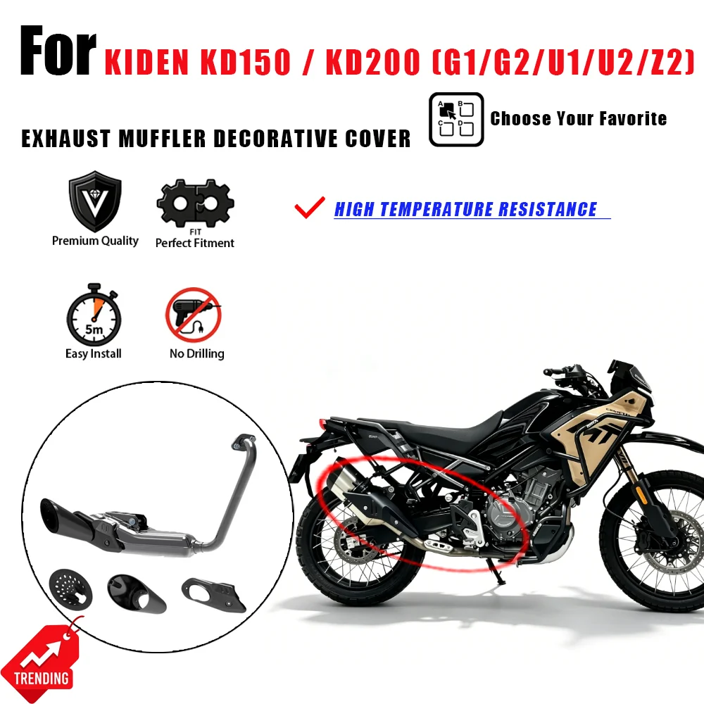 Para KIDEN KD150 KD200 G1 G2 U1 U2 Z2: Capa Decorativa para Ponteira de Escape e Acessórios para Moto