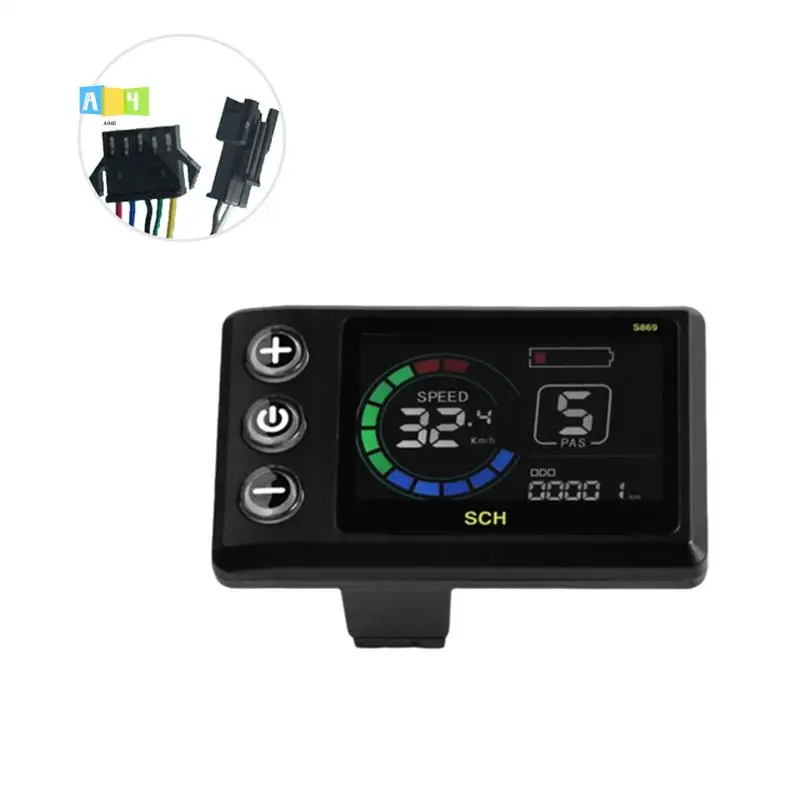 

A04E-S869 ЖК-дисплей для электрического велосипеда 24 В-72 В, ЖК-дисплей для электрического скутера, цветной экран для горного велосипеда, ЖК-метр SM5 + 2PIN