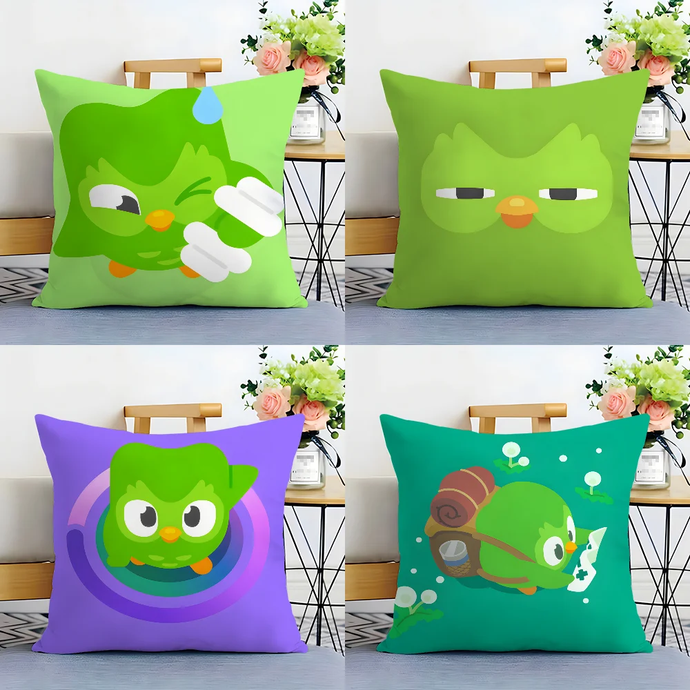 D-Duolingo Owl D-Duo Pillow Case Plush Fabric Soft  Pillowcase Double Sided Print Cushion Cover Household Gifts