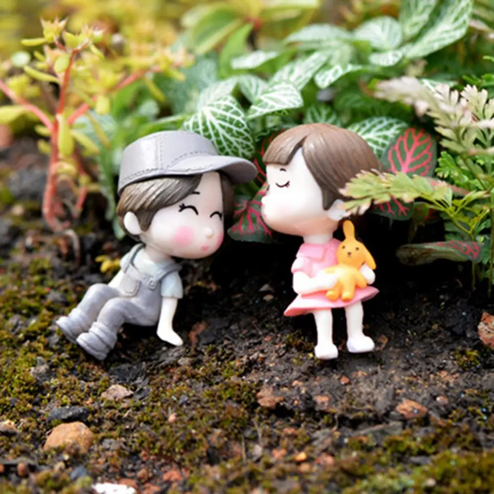 3Pcs/Set Resin Couple Figurines Boy Girl Lovers Doll Figurine Fairy Garden Decoration Modern Statue Wedding Dolls Home Decor