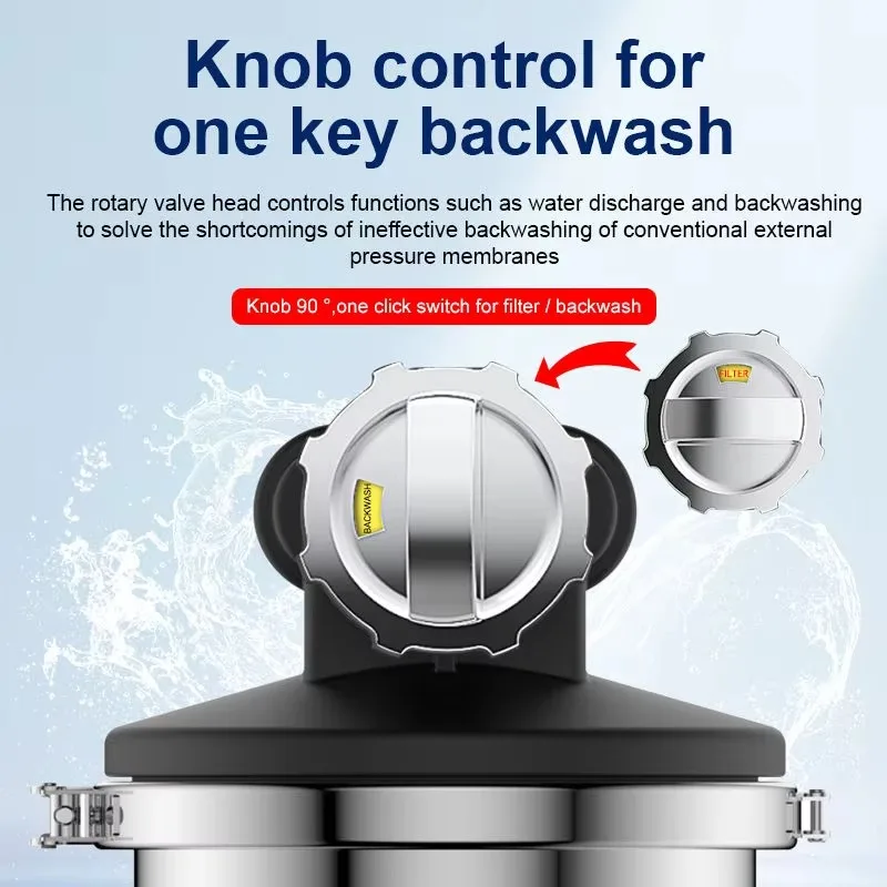Kitchen Drinking 10000L-1000L One-Touch Backwash Stainless Steel Ultra Filtration Water Purifier Tap Water Filter for Home
