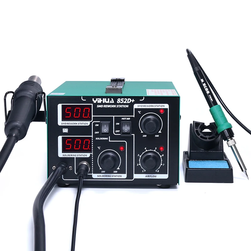 YIHUA 852D+ BGA diaphragm pump hot air soldering iron welding repairing tool solder hot air rework station soldering station