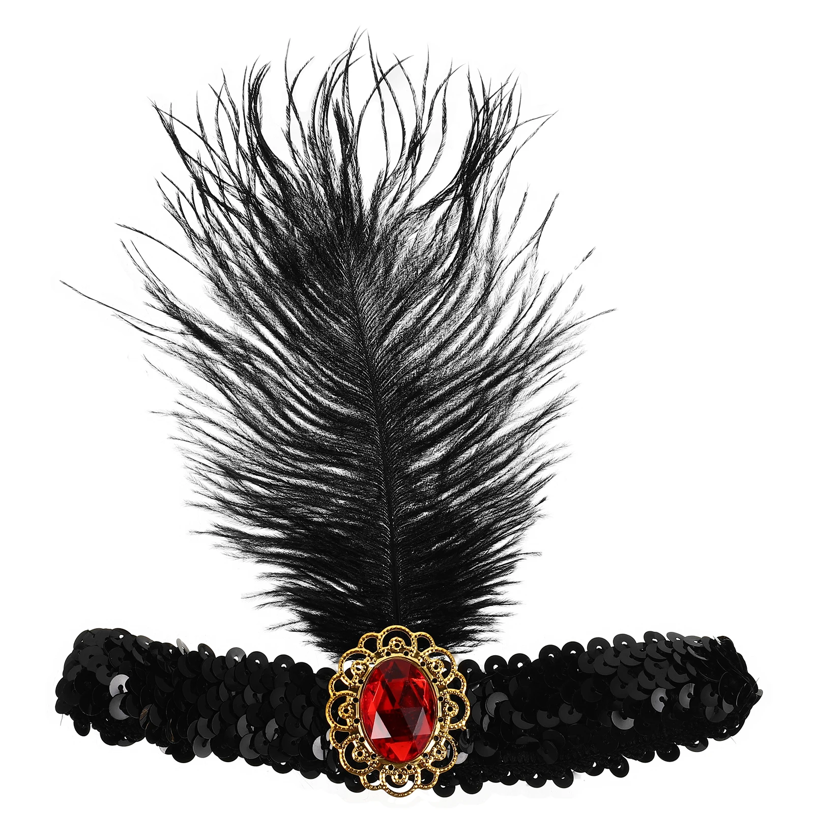 

Headdress Rhinestone Flapper Headpiece 1920s Showgirl Hair Women Fringe Vintage Cosplay Theme Party Accessories