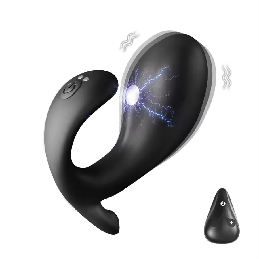 Powerful Wearable Anal Vibrator Butt Plug Wireless Remote Control Electric Shock Butt Plug Vibration Sex Toys For Men Women