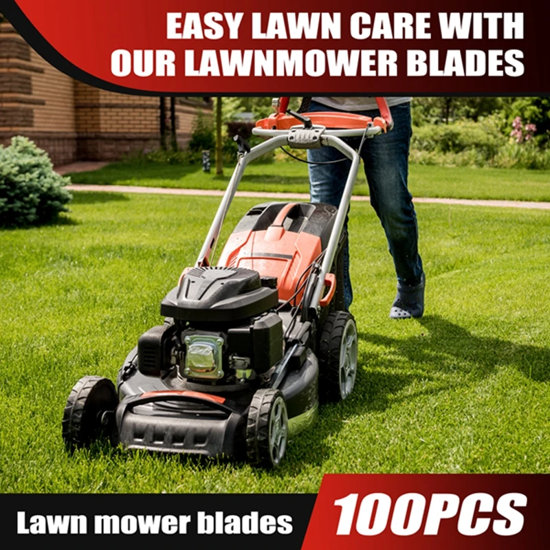 100PCS Lawnmower Blades Mowing Machine Blades Spare Parts Grass Cutting Blades Lawn Garden Power Tool Accessories