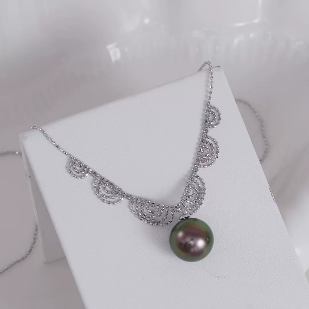 Fashionable lace design exquisite pearl pendant AAAA10-11mm natural pearl pendant 45cm/925 s