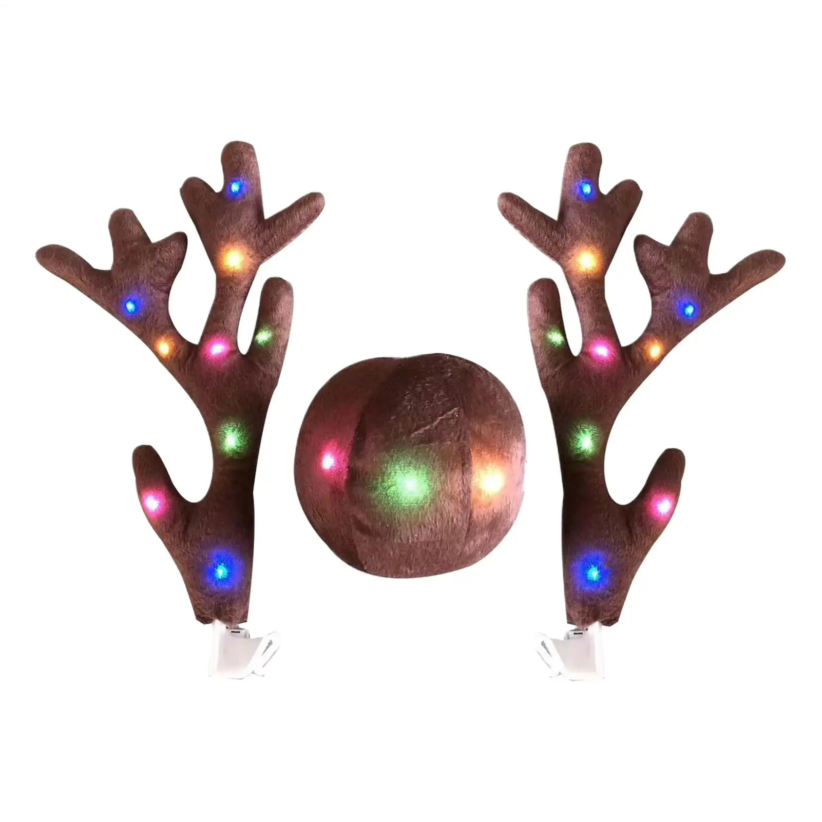 LED Glowing Antlers Christmas Car Decoration Accessories Car Truck Costume Reindeer Deer Antlers for Truck Elk Vehicle Decor